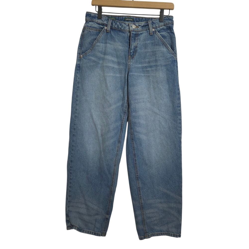 Wild Fable Mid-Rise 90s Relaxed Straight Barrel Leg Cotton Jeans Blue Denim Sz 4